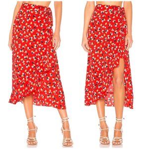 Anthropologie Faithfull the Brand Red Celeste Wrap Midi Skirt XL